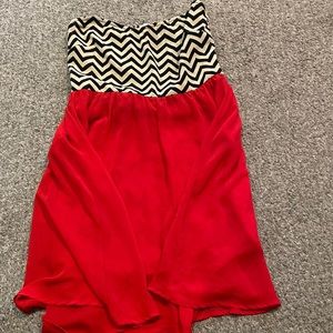Black and white chevron with red bottom dress